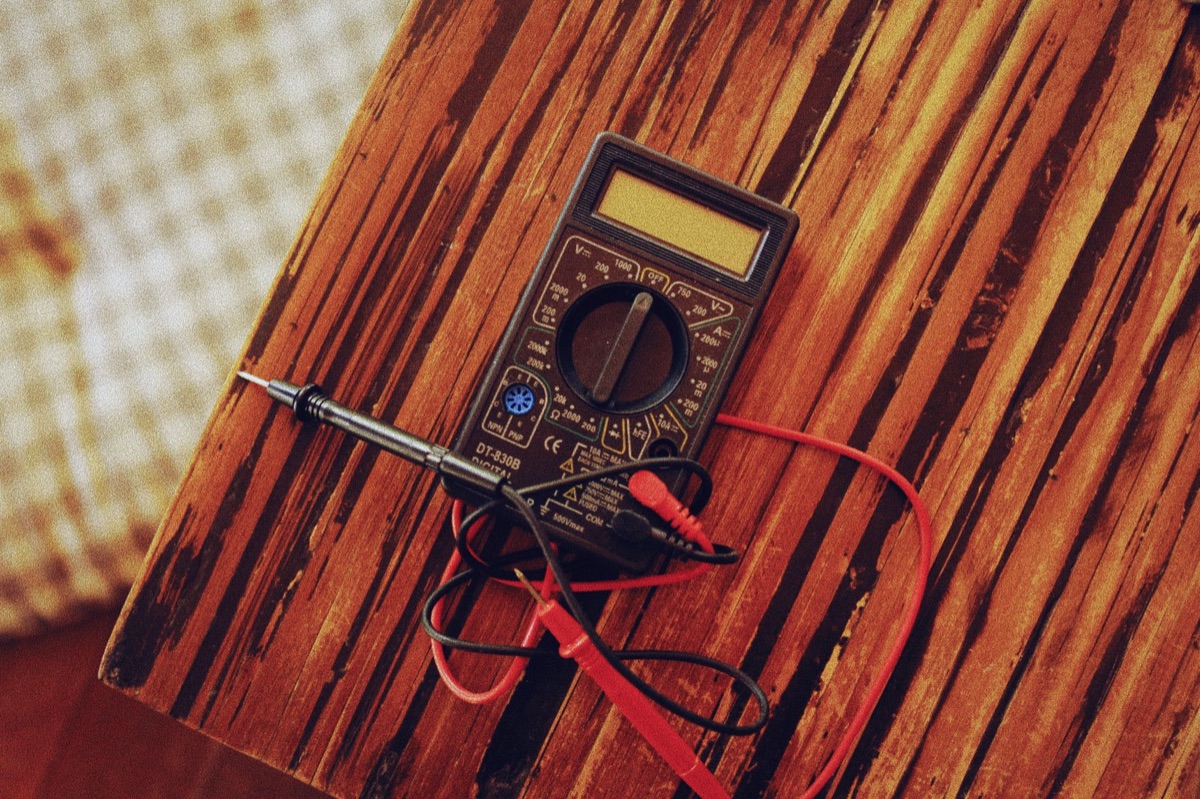 A digital multimeter used for measuring voltage and current