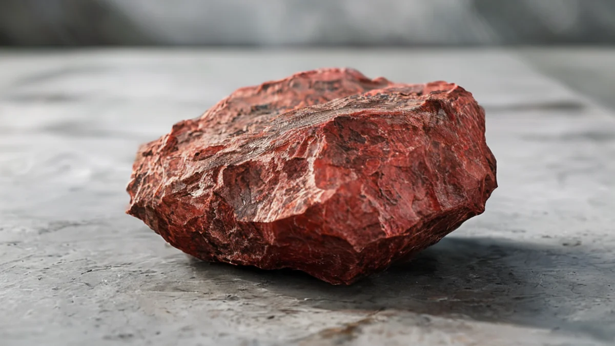 Dense, braun-roten Bauxit-Block mit raucher Textur und sichtbaren Mineralschichten.