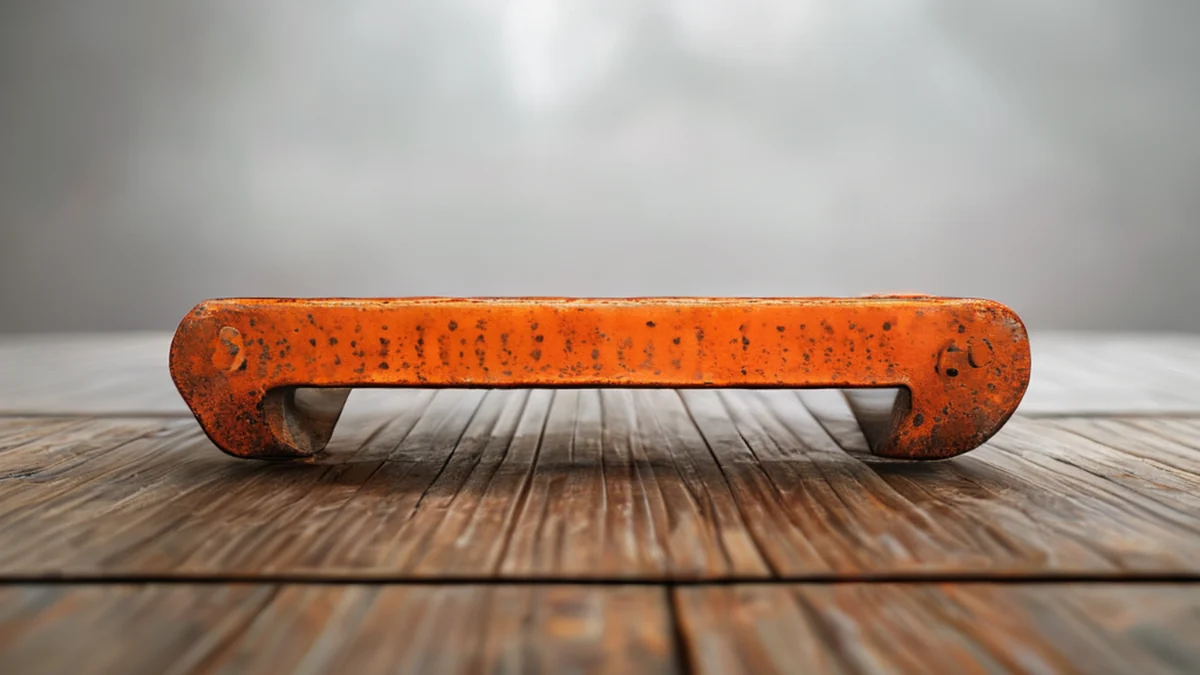 A steel bracket with a rectangular shape and a horizontal bar.