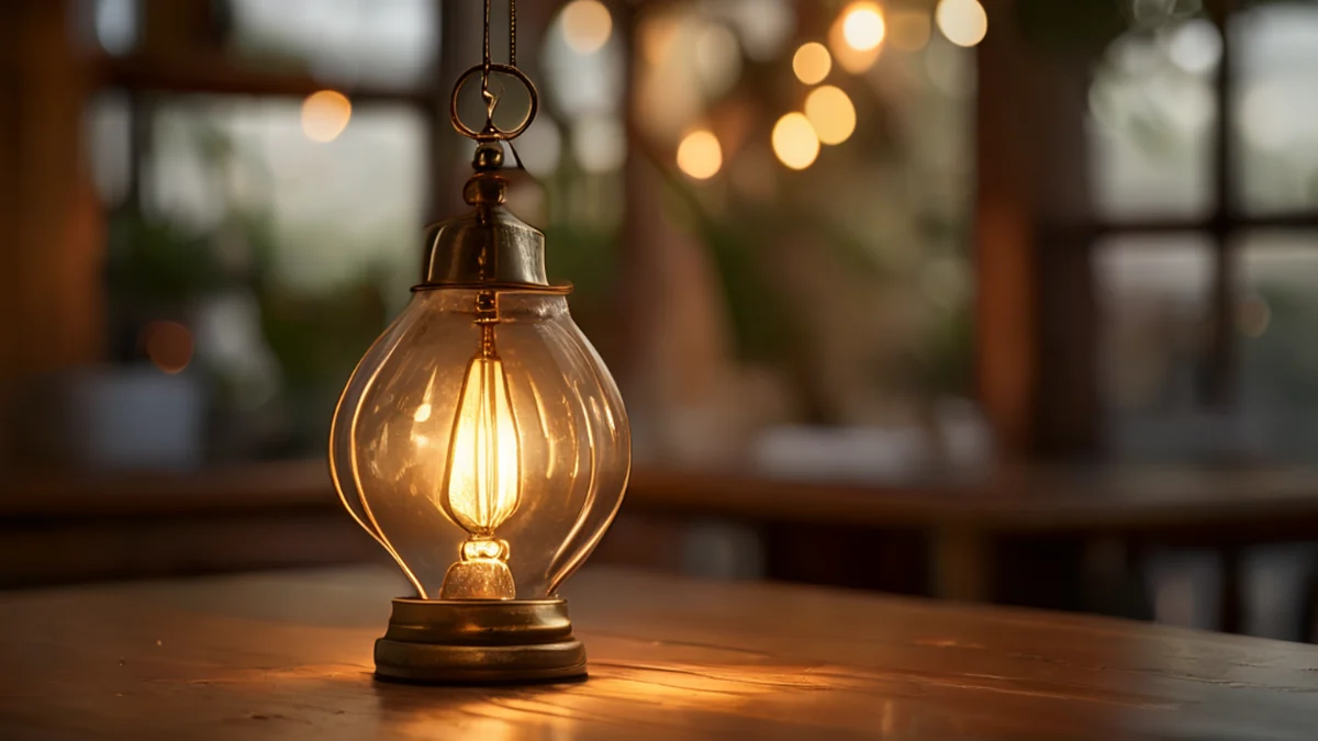 A traditional Balearic lantern, handcrafted with metal and paper, used for lighting and decoration.